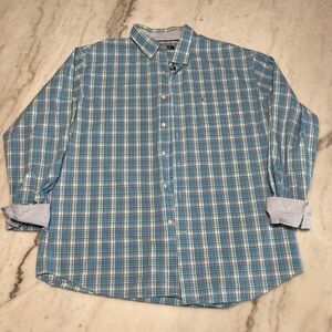 Izod Men's Casual Blue Checkered Shirt